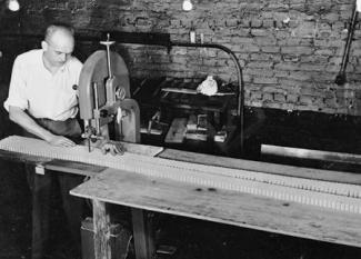 Howard Head sawing honeycomb core